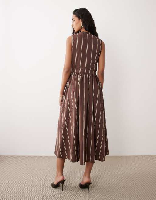 Nobody's Child – Starlight – Ärmelloses Midikleid in Braun mit Streifen, 4 von 4