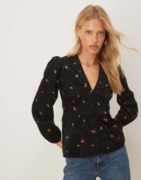 Nobody's Child Starlight cord blouse in black ditsy - view 1