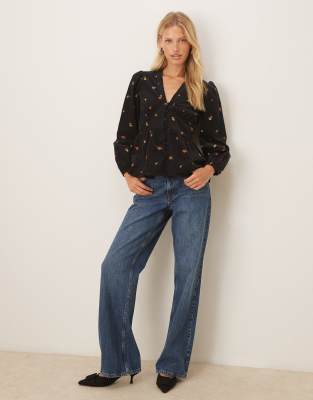 Nobody's Child Starlight Corduroy Blouse In Black