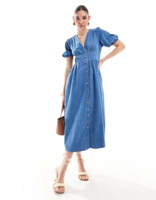 Nobody's Child Starlight denim midi dress in blue | ASOS