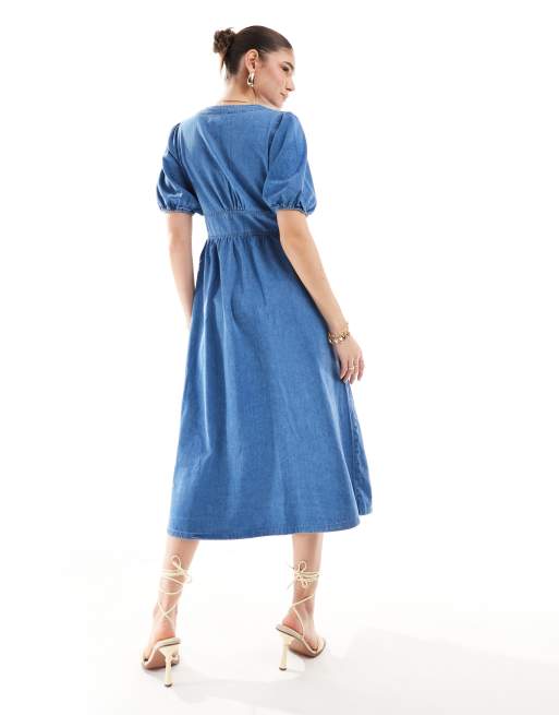 Nobody s Child Starlight denim midi dress in blue ASOS