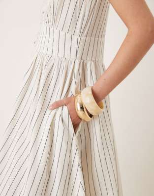 Nobody's Child Starlight midi dress in cream pinstripes | ASOS