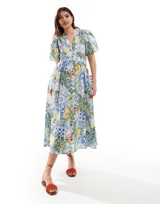 Shop Nobody's Child Starlight Midi Dress In Tile Fruit Print-multi