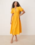 [Nobody's Child] Nobody's Child Starlight puff sleeve midi dress in marigold-Yellow 6 Marigold
