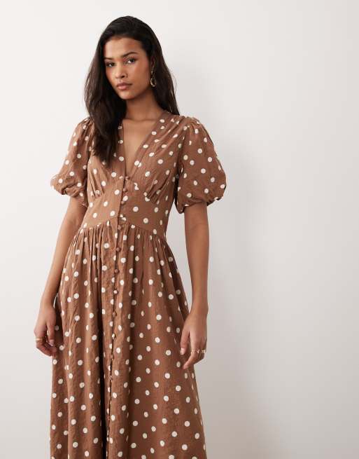 Nobody's Child - Starlight - Robe mi-longue à imprimé - Marron, 2 de 4