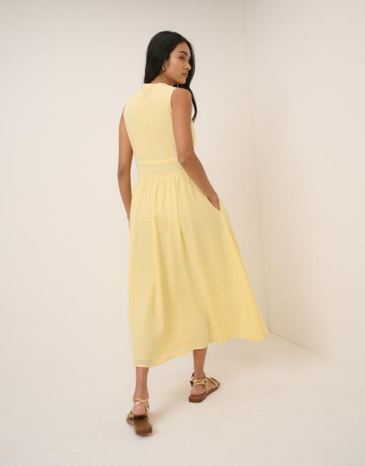 Nobody's Child - Starlight - Robe mi-longue sans manches avec corsage en coton majoritaire - Jaune, 4 de 4