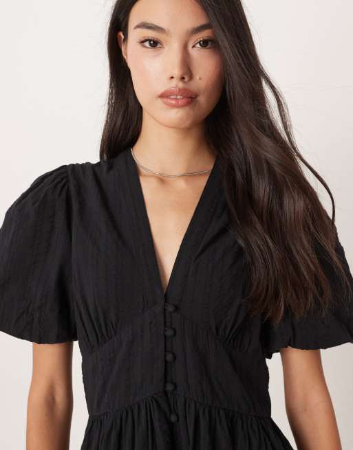 Nobody's Child Starlight seersucker midi dress in black
