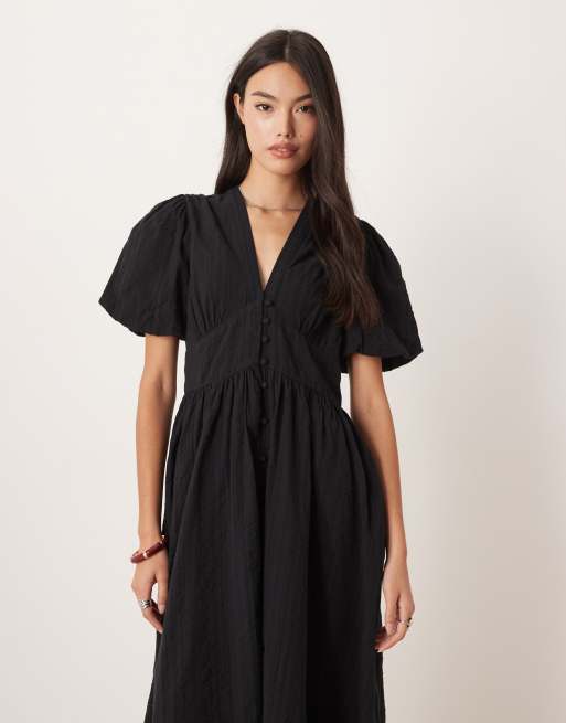 Nobody's Child Starlight seersucker midi dress in black