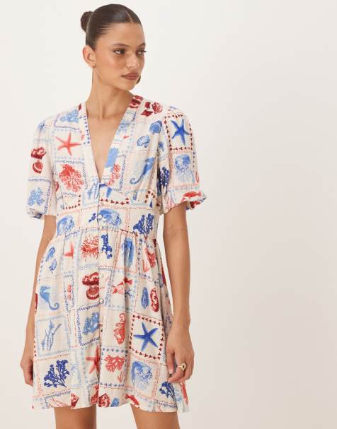 Nobody's Child Starlight short sleeve mini dress in shell tile print - view 1