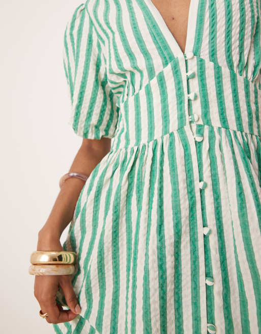 Nobody's Child - Starlight - Vestito corto a maniche corte verde a righe, 2 di 4