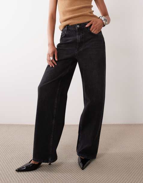 Nobody's Child Stepney loose fit jeans met wijde pijpen in zwarte wassing - view 1