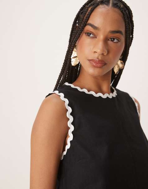 Nobody's Child – Sterling – Weites Tanktop in Schwarz mit Zickzack-Detail, Kombiteil - view 1