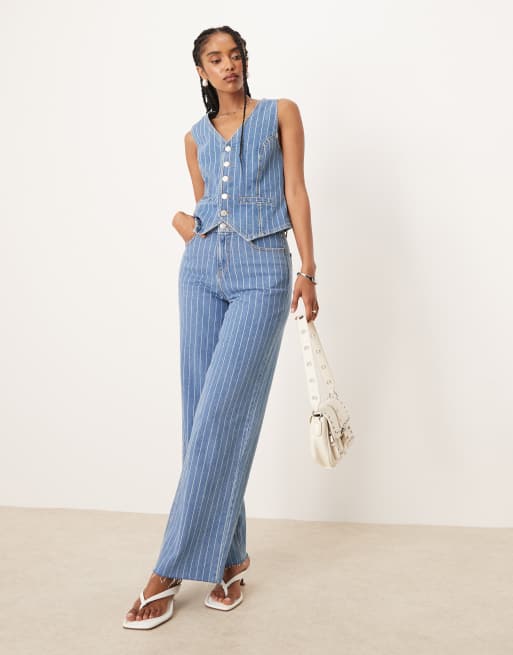 Nobody's Child Stockwell denim vest in blue pinstripe - part of a set