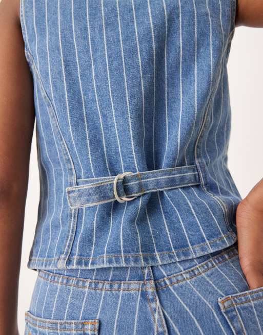 Nobody's Child Stockwell denim vest in blue pinstripe - part of a set