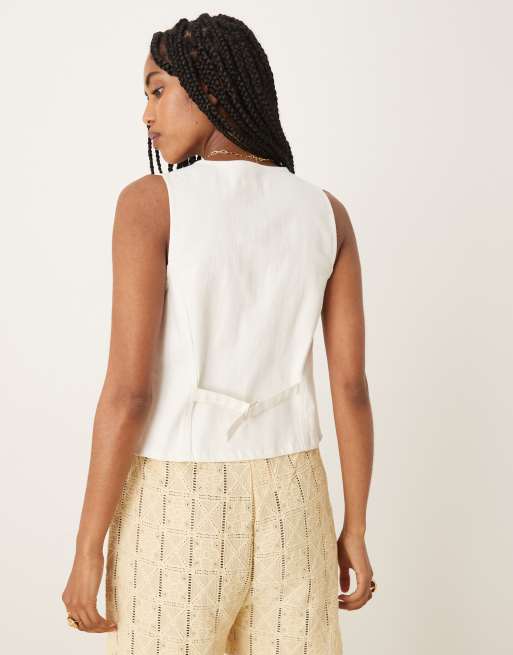 Nobody's Child Stockwell waistcoat in white, 4 of 4