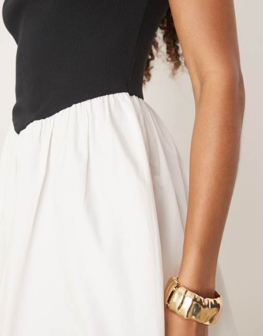 Nobody's Child strappy mini dress with v-waist in black and white | ASOS