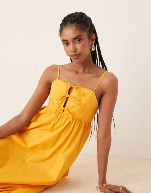 Nobody's Child strappy trapeze midi dress in orange, 4 of 4
