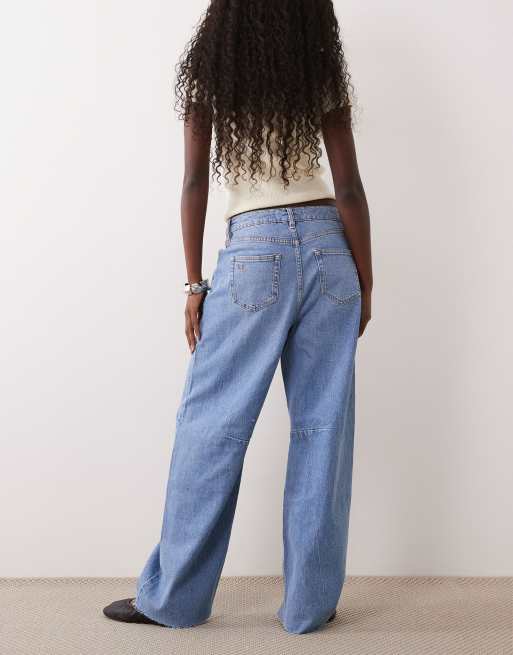 Nobody's Child stretch horseshoe seam detail jeans in blue, 3 of 5