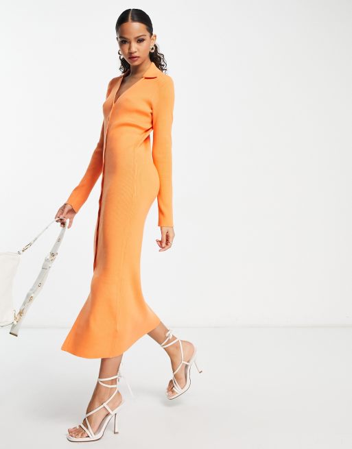 Nobody's Child - Strikket kjole med knapper i orange
