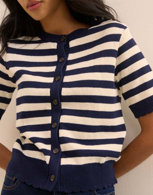 Nobody's Child Stripe short sleeve cardigan in multi, 2 of 5