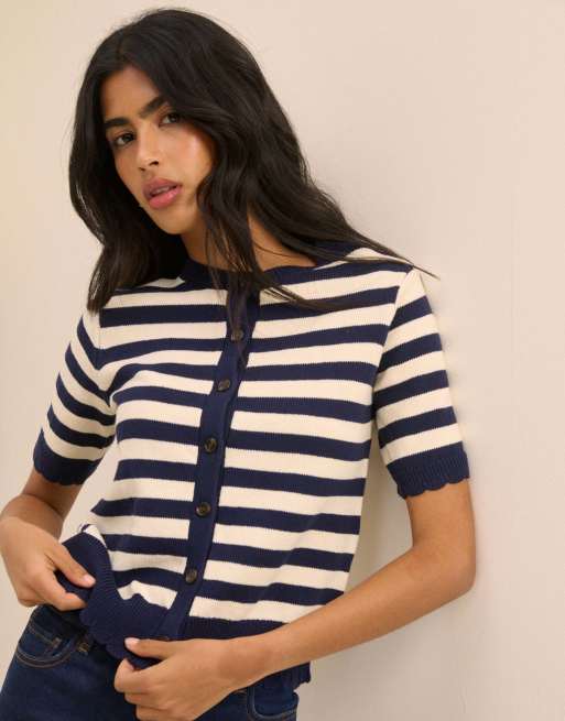Nobody's Child Stripe short sleeve cardigan in multi, 3 of 5