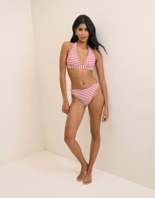 Nobody's Child Striped halterneck bikini top in red, 2 of 5