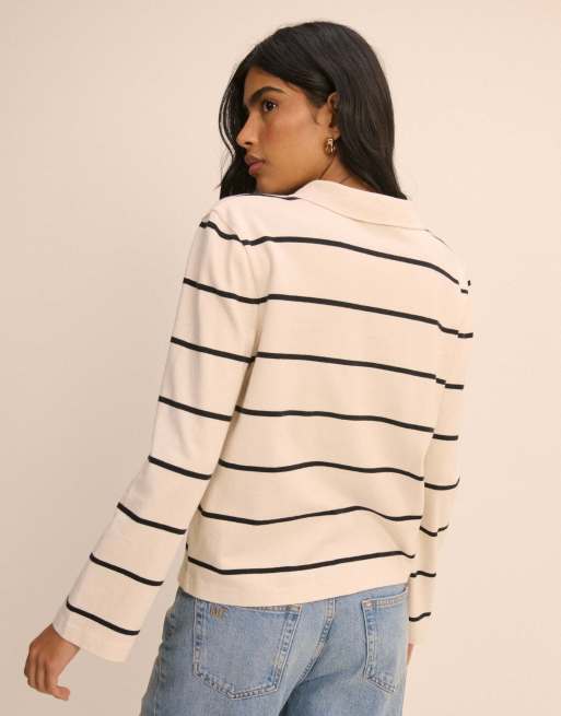 Nobody's Child Striped long sleeve polo top in multi, 2 of 5