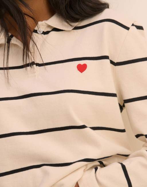 Nobody's Child Striped long sleeve polo top in multi, 3 of 5