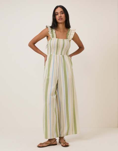 Nobody's Child Striped maya jumpsuit in white - view 1