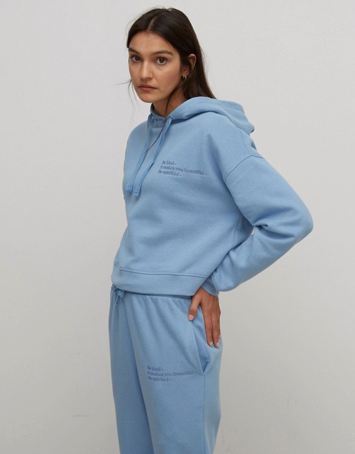 Nobody's Child sustainable cropped hoodie with tonal branding co-ord