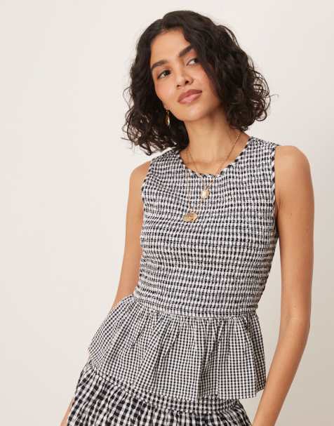 Nobody's Child - Sutton - Crop top met gingham ruit in zwart-wit, deel van co-ord set - view 1