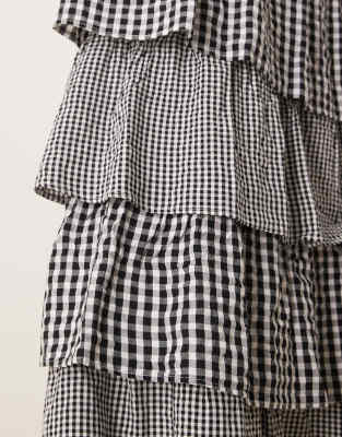 Nobody's Child Sutton tiered midaxi skirt in mono gingham - part of a set