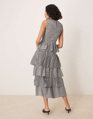 Nobody's Child Sutton tiered midaxi skirt in mono gingham - part of a set