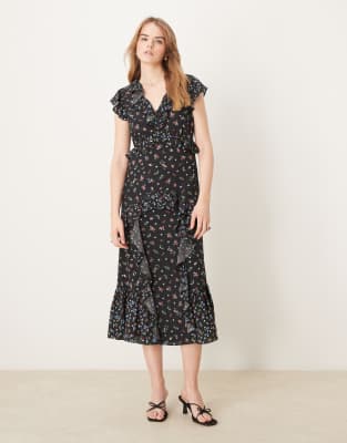 NOBODY'S CHILD SUVI RUFFLE MIDAXI DRESS 