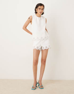 Nobody's Child Sweetpea shorts co-ord in white denim