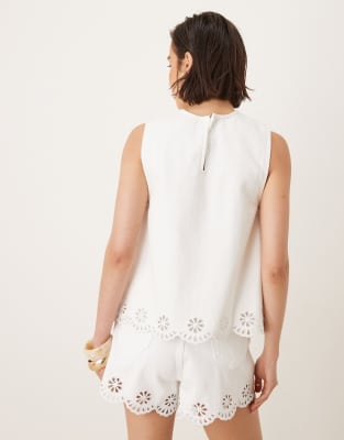 nobody's child sweetpea swing top in white denim - part of a set