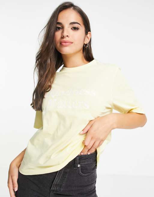 Nobody's Child - T-shirt squadrata in cotone con scritta - YELLOW