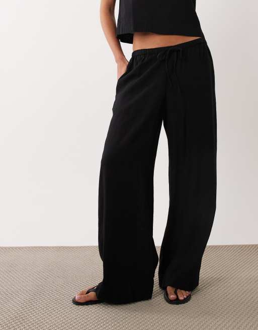 Nobody's Child Tadlow linen blend trousers in black co-ord, 2 of 5