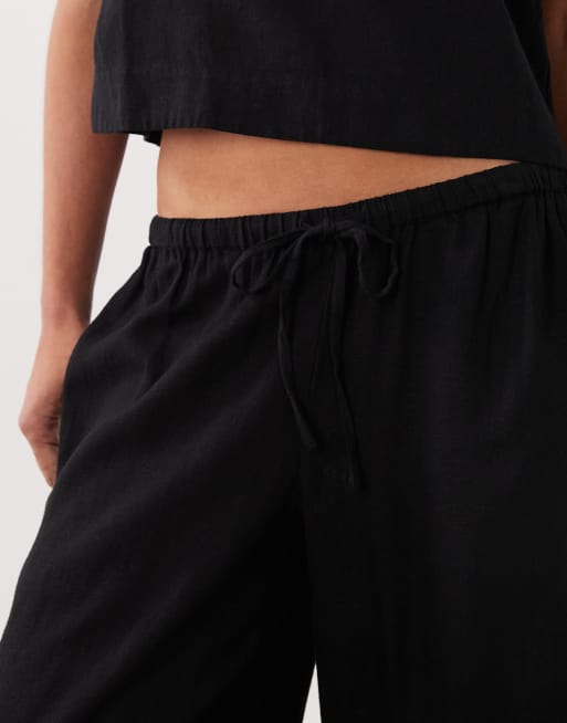 Nobody's Child Tadlow linen blend trousers in black co-ord, 3 of 5