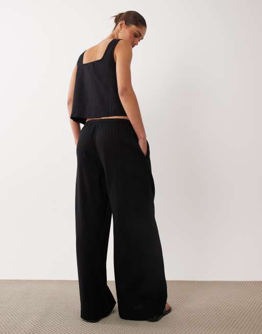 Nobody's Child Tadlow linen blend trousers in black co-ord, 4 of 5