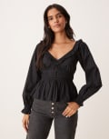 [Nobody's Child] Nobody's Child Taggie milkmaid blouse in black 10 Black