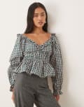 [Nobody's Child] Nobody's Child Taggie milkmaid blouse in green gingham 14 Green Gingham
