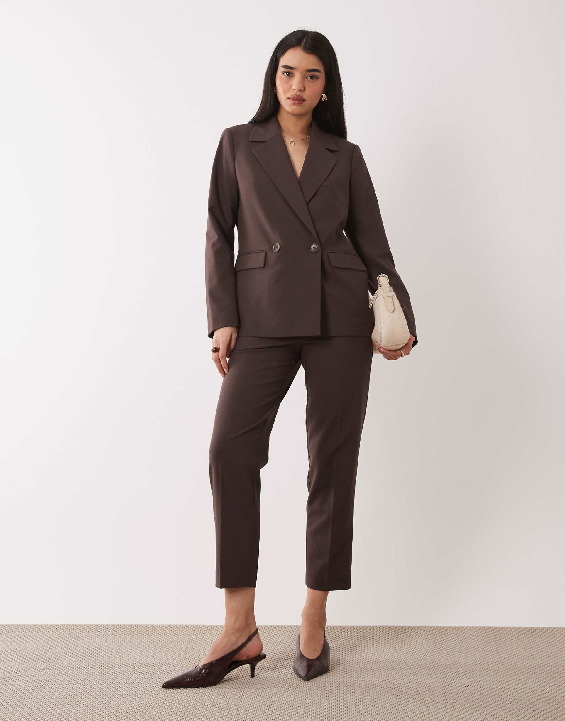 nobody's child tailored cigarette pants in chocolate brown - part of a set