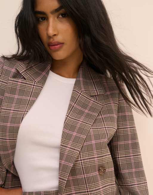 Nobody's Child tailored double breasted suit blazer in pink check - part of a set, 5 of 5