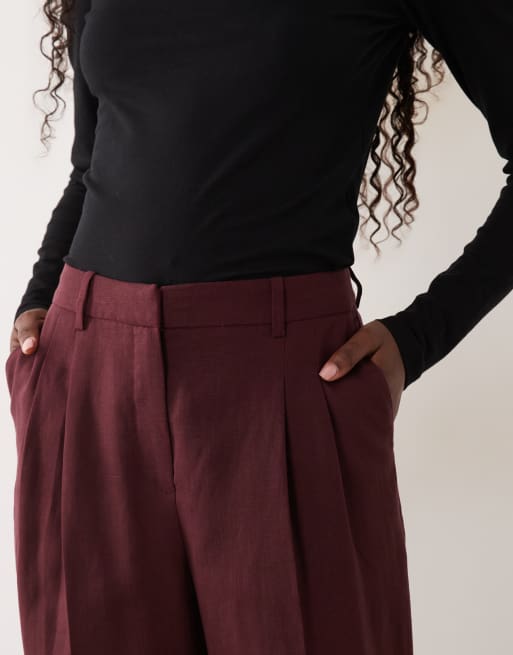 Nobody's Child tailored wide leg pants in deep plum - part of a set, 3 of 5