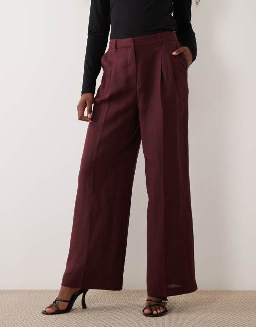 Nobody's Child tailored wide leg pants in deep plum - part of a set, 4 of 5