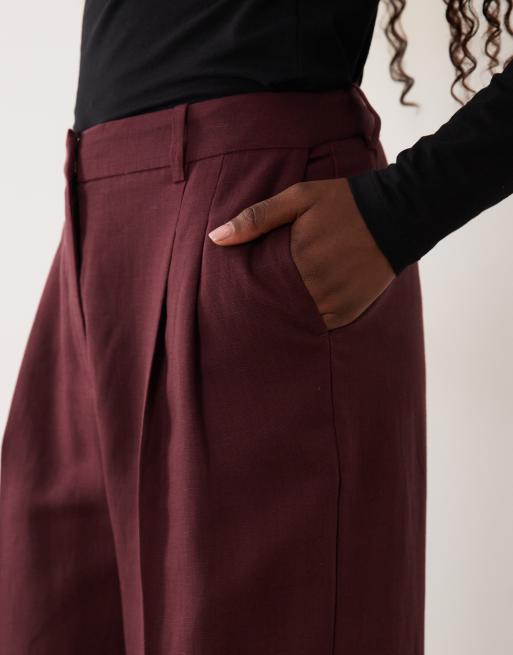Nobody's Child tailored wide leg pants in deep plum - part of a set, 5 of 5