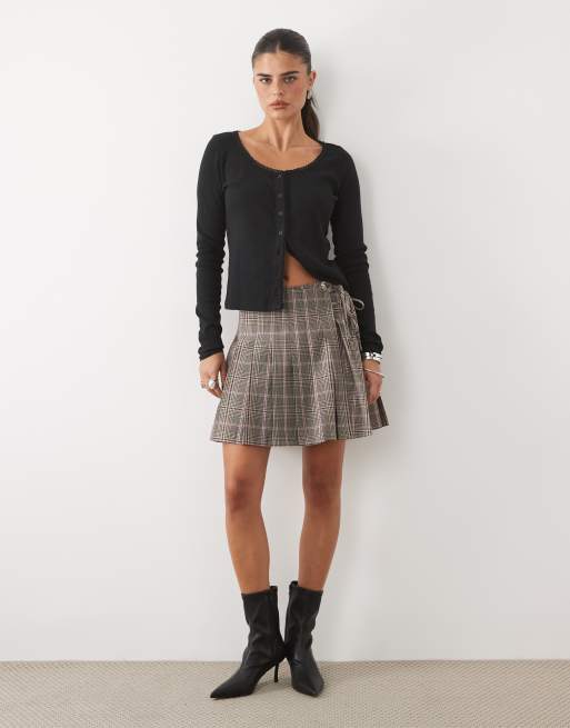 Nobody's Child tailored wrap pleated kilt mini skirt suit in pink check, 2 of 5