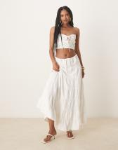 ONLY textured maxi skirt in white