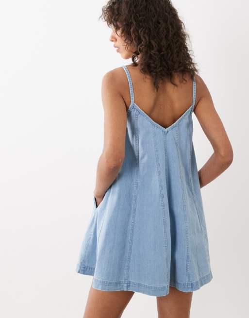 Nobody's Child Talli denim square neck cami strap playsuit in light blue, 3 of 4